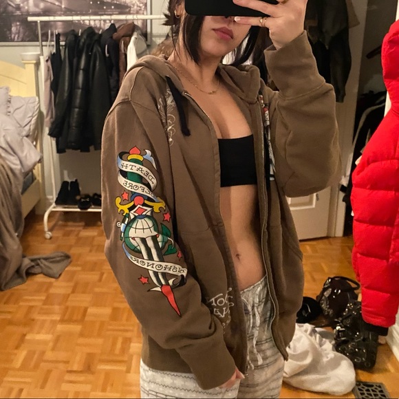 brown ed hardy zip up - Picture 4 of 4